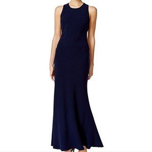 NWT! Calvin Klein Navy Cut Out Crepe Formal Gown